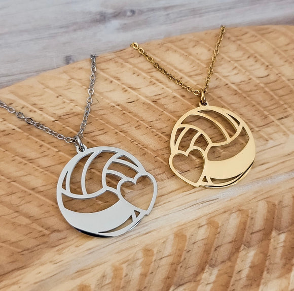 Engraved volleyball necklace