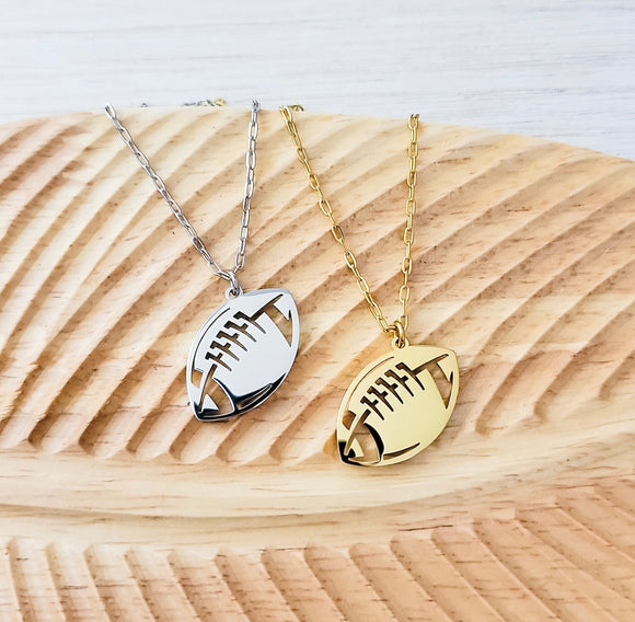 Engraved football necklace