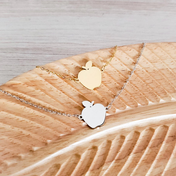 Engraved apple necklace