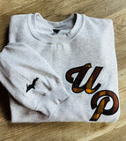 Embroidered UP brown plaid sweatshirt