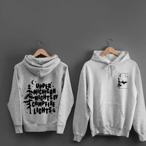 Upper Michigan nights campfire lights sweatshirt
