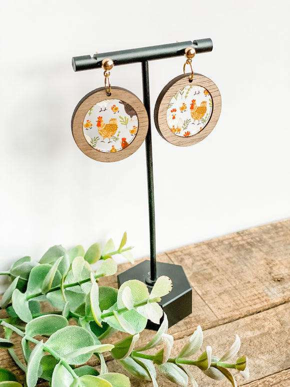 Round chicken earrings 🐓